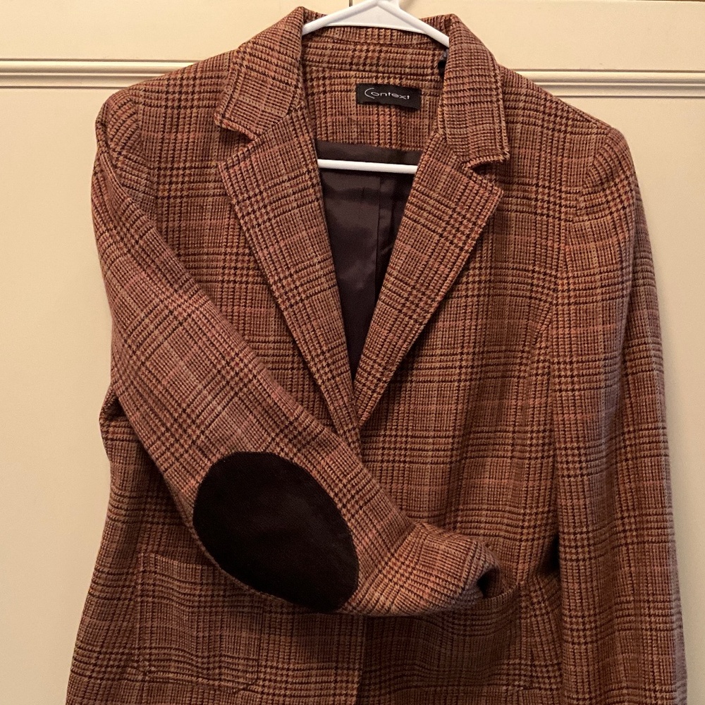 Dark Academia Plaid Blazer with Elbow Patches